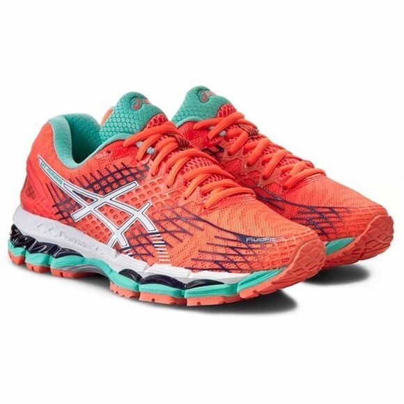 NEW IN BOX ASICS GEL NIMBUS 17 Orange Turquoise White Womens 6 US 37 EUR - Picture 2 of 6